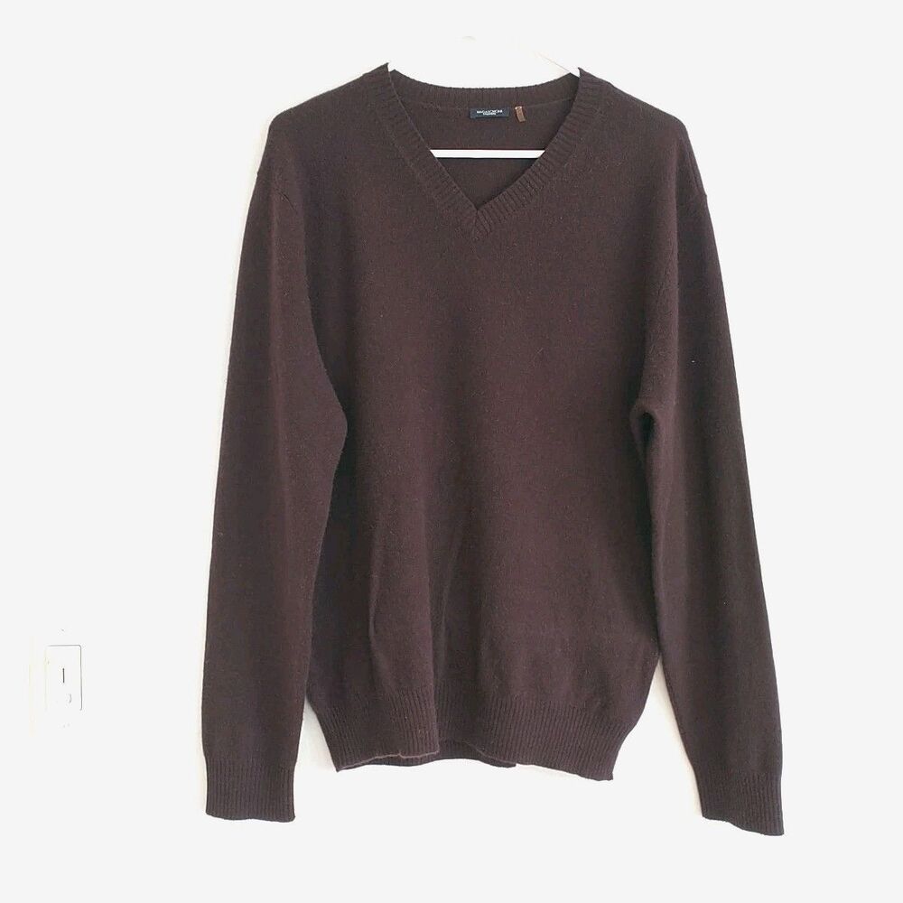 Magaschoni Sweater Womens L Purple Brown 100%Cashmere VNeck Pullover QuietLuxury